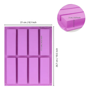 Pack X2 Moldes De Chocolate Molde Silicona Moldes Barra 8cav