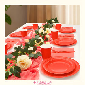 X20 Vajilla De Cumpleaños Servilleta Vaso Platos Desechables Rojo