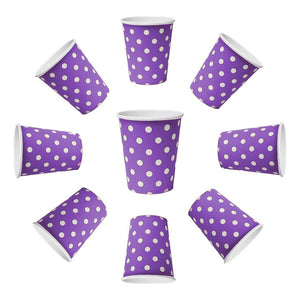 10 Vasos Desechables Decoración Vaso Cumpleaños Morado Lunar