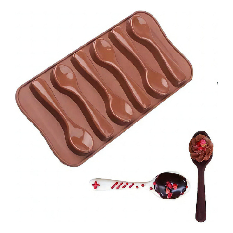 Moldes De Chocolates Moldes Silicona Chocolate Cucharas 6cav Marrón