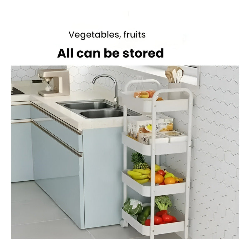 Carrito Organizador Metalico Organizador Para Cocina 4 Nivel Blanco