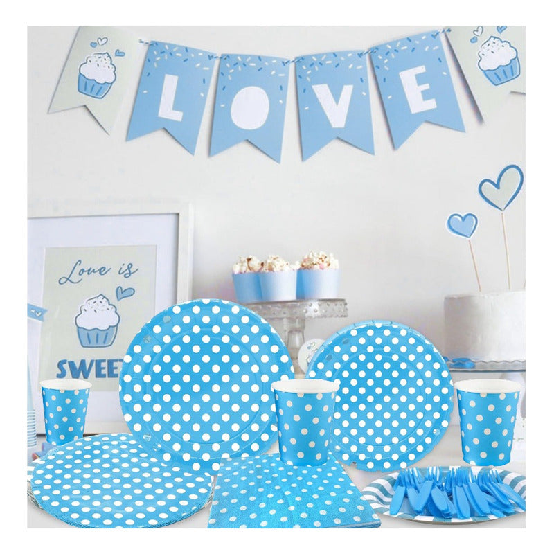 10 Platos Desechables Decoración Cumpleaños Plato Azul 23 Cm