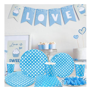10 Platos Desechables Decoración Cumpleaños Plato Azul 23 Cm