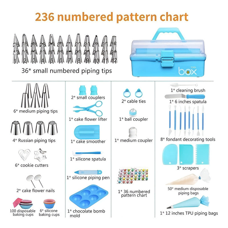 Kit Decoracion De Reposteria Set De Pasteleria Cupcakes 236p