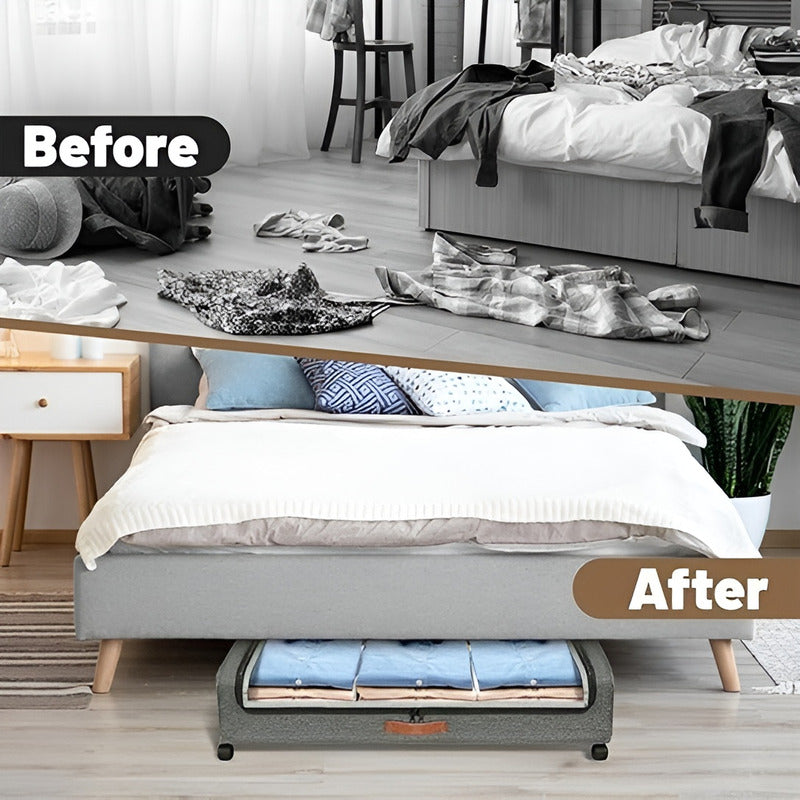 2 Cajas Almacenamiento Caja Organizadora Grande Cajones 80cm Gris Oscuro Liso