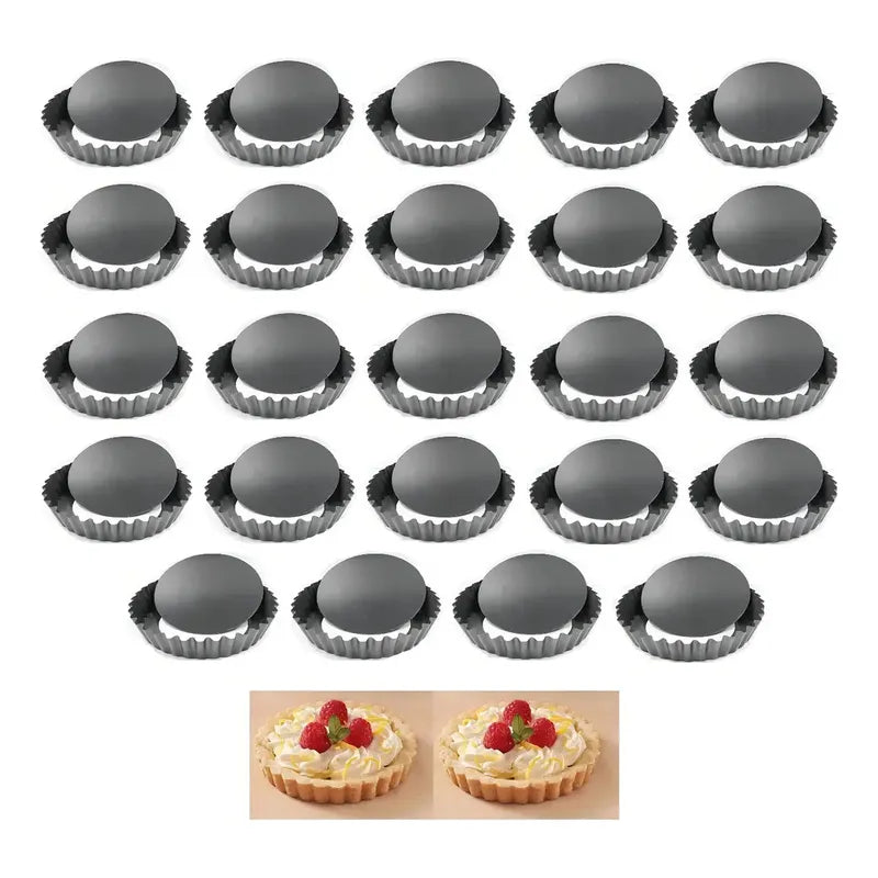 Pack X24 Moldes Tartaleta Desmontable Individual 10,5cm Molde Resistentes Para Tartaletas Moldes De Kuchen Mini... Gris