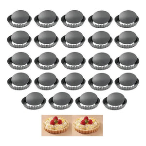 Pack X24 Moldes Tartaleta Desmontable Individual 10,5cm Molde Resistentes Para Tartaletas Moldes De Kuchen Mini... Gris