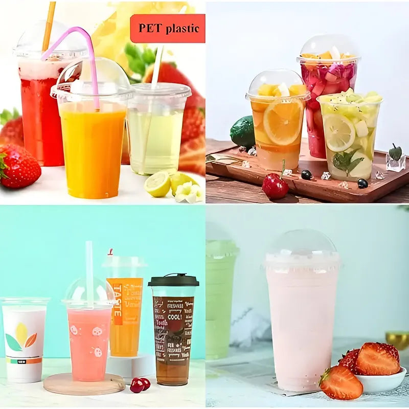 50 Vaso Desechable Plastico Vaso Con Tapa Domo Con Hoyo 16oz Vasos Plasticos Desechables Vasos Para Bebidas Juego De... Transparente