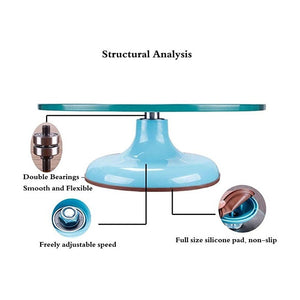 Base Giratoria Tortas Plato Giratorio Base Vidrio 30cm Azul