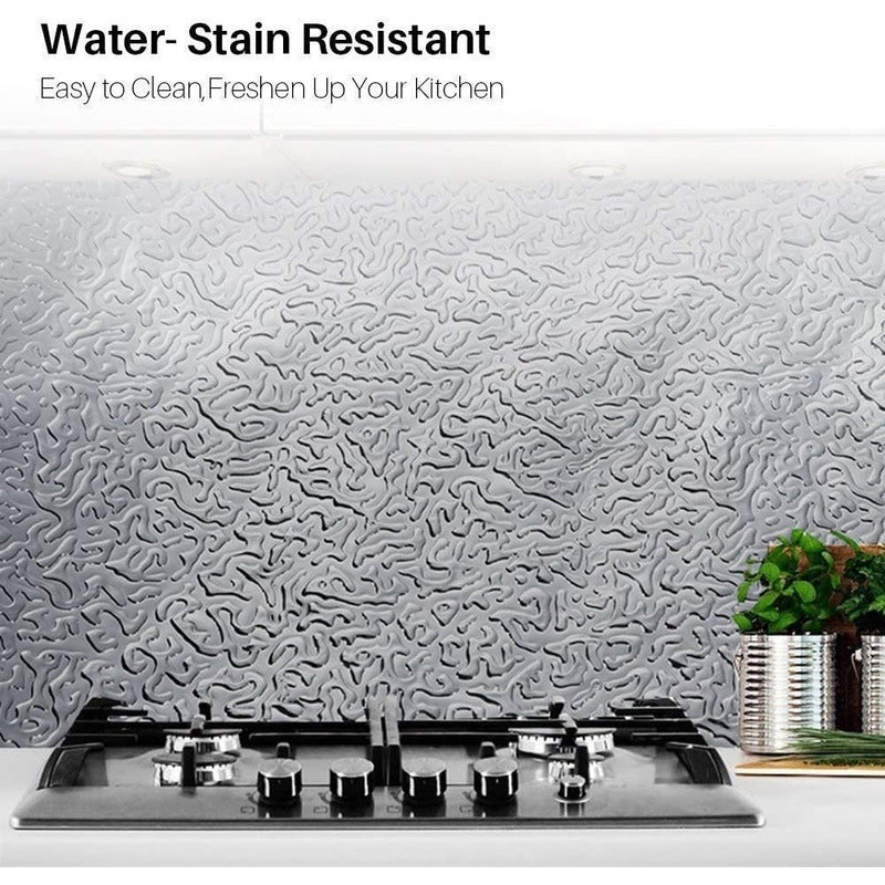 X2 Papel Aluminio Autoadhesivo Papel Mural Cocina Laminas 3m Gris