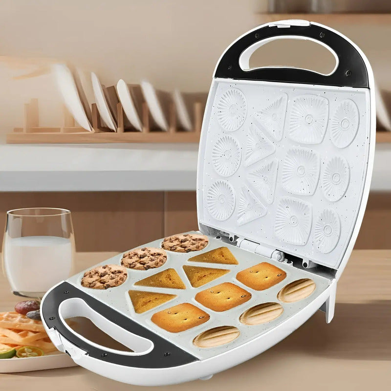 Maquina Para Hacer Galletas Maquina Manuales 13 Moldes 1400w Plancha Para Hornear Máquina Eléctrica Para Hacer Galletas... Blanco