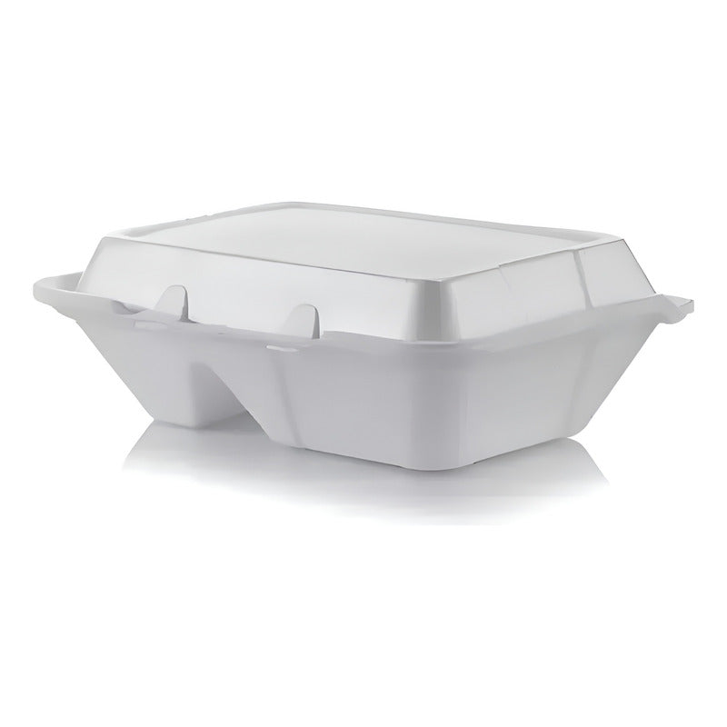 25 Bandeja Plumavit Bandeja Rectangular C/ Division Bandejas Blanco/ Envase Plumavit Con Division 296