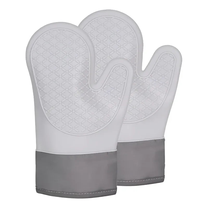 Pack X2 Guantes Silicona Para Horno Toma Olla Guante Cocina  Gris Guantes Silicona 27cm
