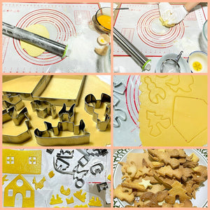 Molde Casa Galleta Navidad Cortadores De Galletas Navidad 3d Plateado