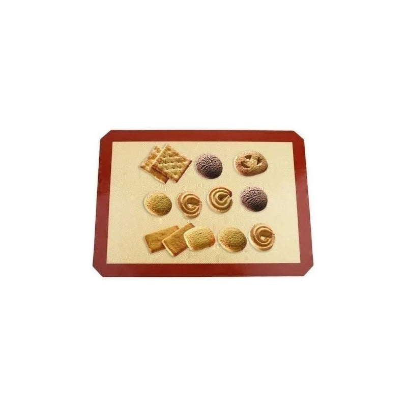 Tapete De Silicona Lamina De Silicona Tapete Horno 30x40cm Beige/rojo