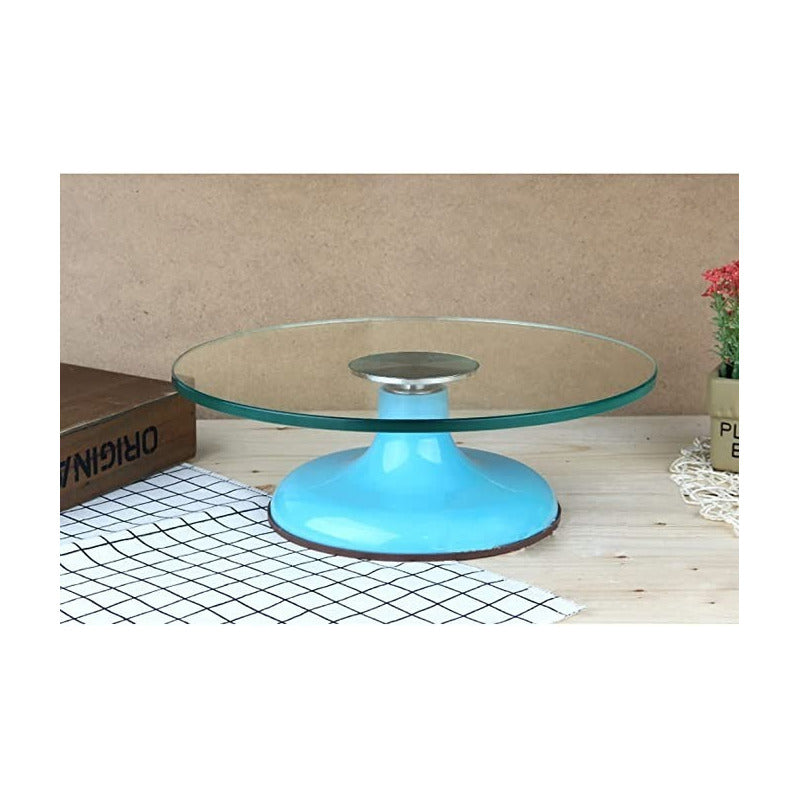 Base Giratoria Tortas Plato Giratorio Base Vidrio 30cm Azul