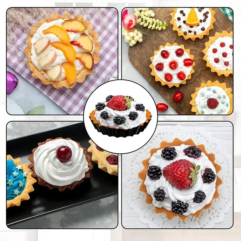 Pack X12 Moldes Tartaleta Desmontable Tarta Individual 12cm Molde Mini Tartaleta Molde Muffin Molde Metálico Mini Tarta Molde Repostería 12cm Tarta Molde Mini Kuchen Mini Cake Pasteleriuscl
