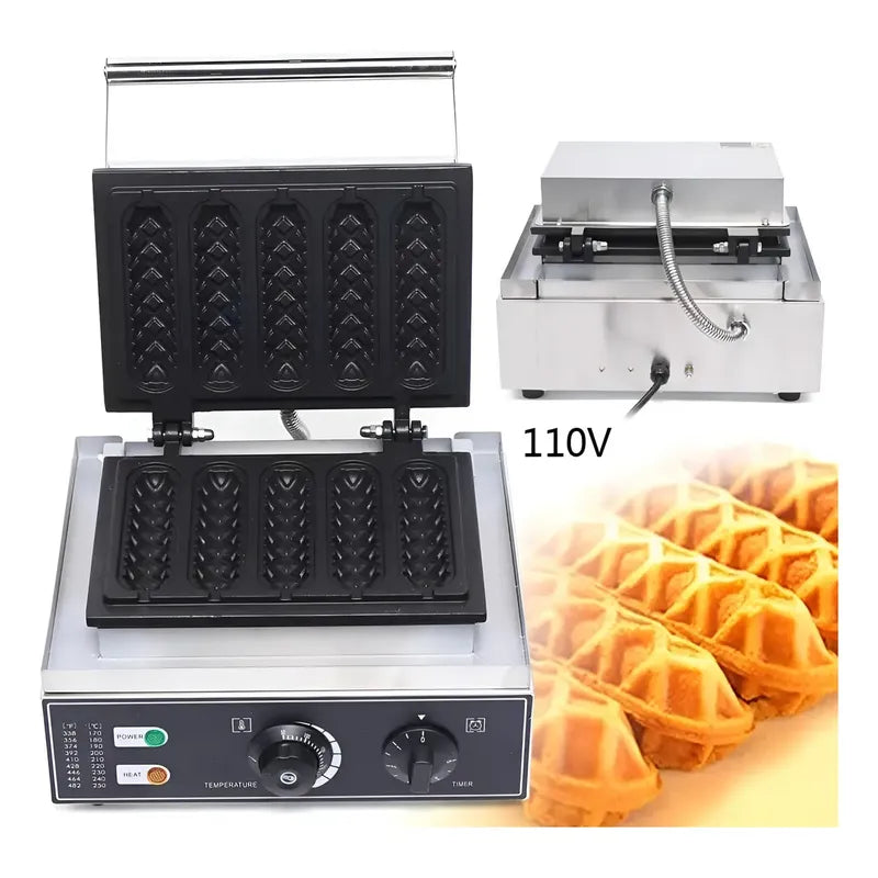 Wafleras Con Formas Hot Dog Maker Maquina Para Waffles 1550w Máquina Comercial Antiadherente Para Banderines Máquina Para Hacer Waffles De Corn Dogs Plancha De Gofres Para Cafetería Pasteleriuscl