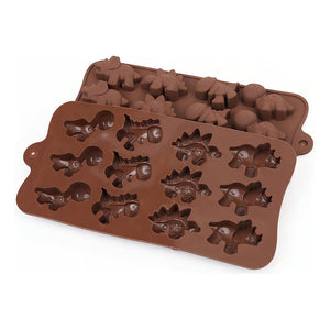 Pack X4 Moldes De Chocolate Dino Molde Chocolate Dinosaurios Insumos Reposteria Silicona Pasteleriacl Marron