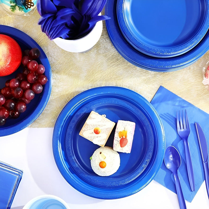 Set Cumpleaños Vasos Servilletas Platos Desechables 20 P/p Azul