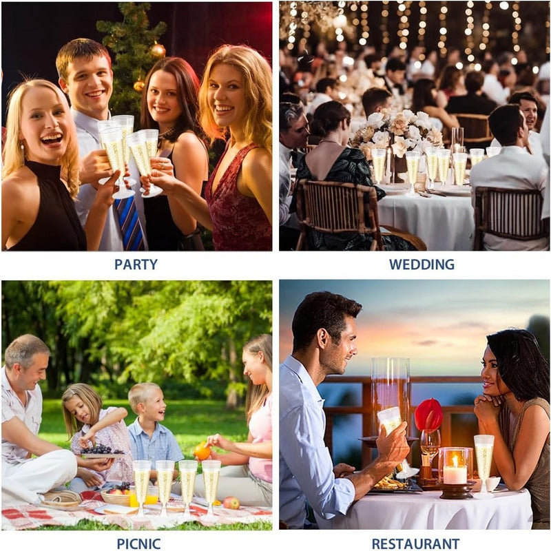 80 Copas Champagne Copa Acrilico Flauta Copas Champaña 5oz Transparentes