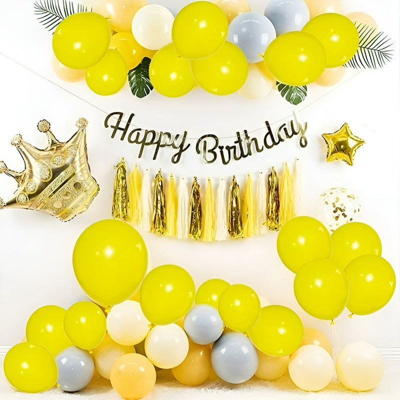 Pack X50 Globos Cumpleaños Decoracion Globos Cotillon Fiesta Amarillo Globos De Cumpleaños