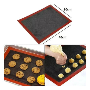 4 Lamina Silicona Tapete Horno Microperforado Silpat 30x40cm Negro/rojo