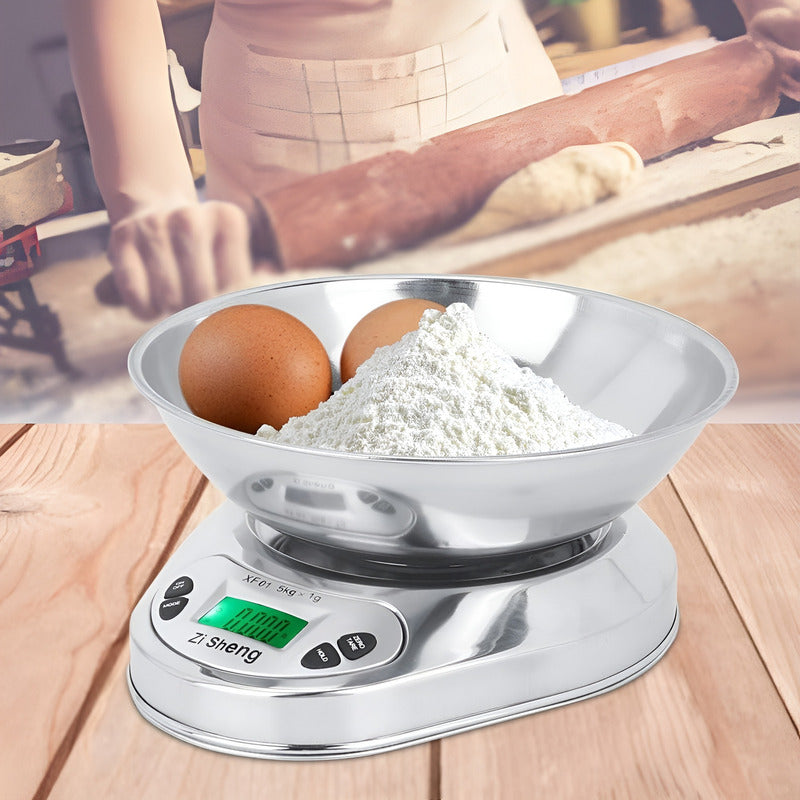 Pesa Gramera Pesa Digital Cocina Balanza Cocina 5kg/0.1g 5 G Gris / Balanza Redonda 5kgs