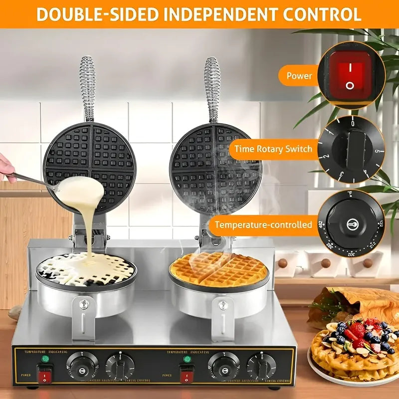 Waflera Doble Maquina Para Waffles Waflera Grande 2400w Gris Claro
