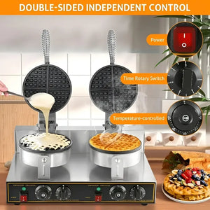 Waflera Doble Maquina Para Waffles Waflera Grande 2400w Gris Claro