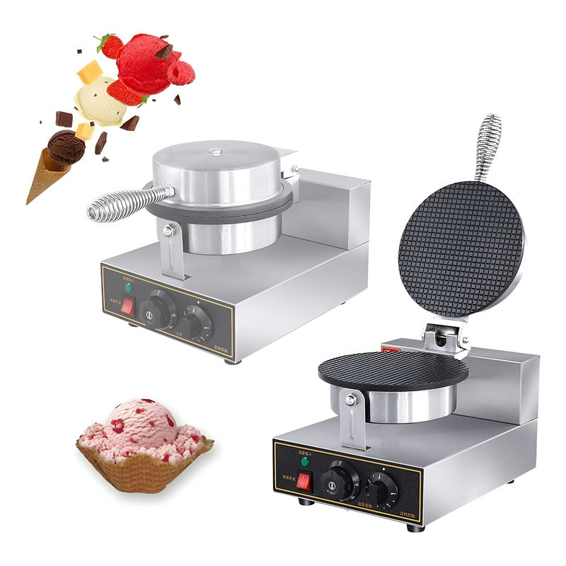 Wafflera Maquina Para Hacer Conos Para Helado Waffle 1200w Plateado