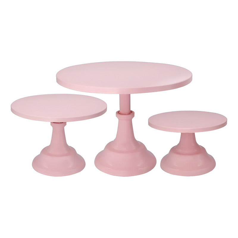 Set 3 Porta Tortas Base Para Tortas Porta Cupcake Exhibicion Rosa