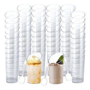 X200 Vasos Postres 60ml + 250 Cucharas Postres Desechables