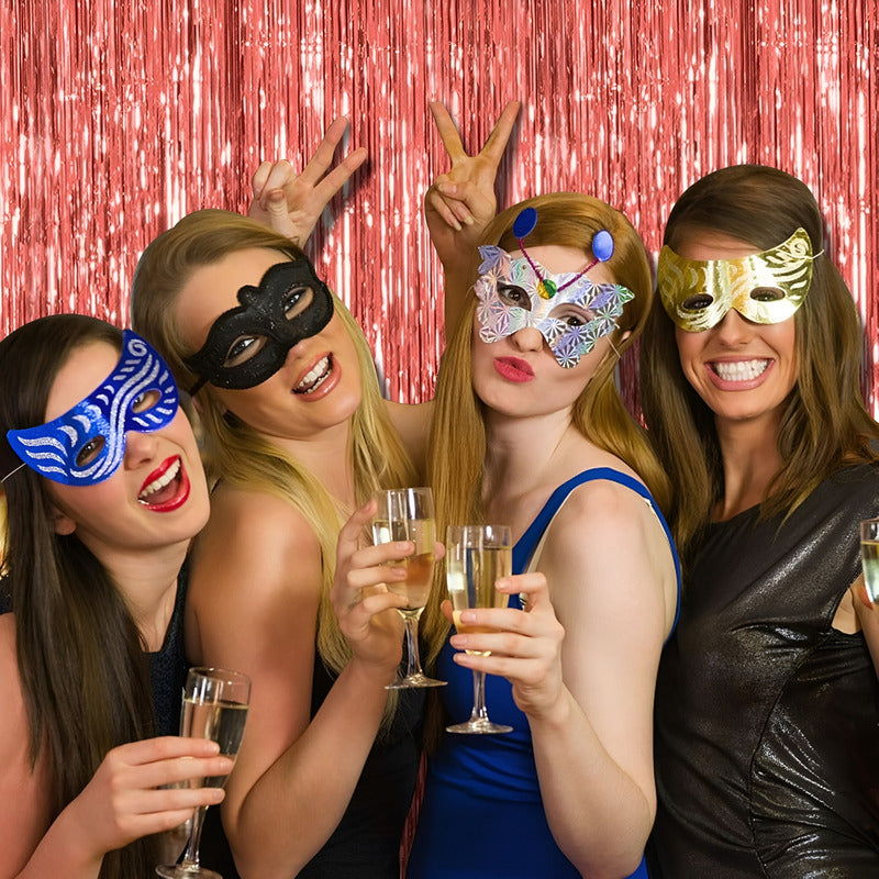 Guirnalda Cortina Metalica Cortina Decorativa Cumpleaños Rosa Gold 111574