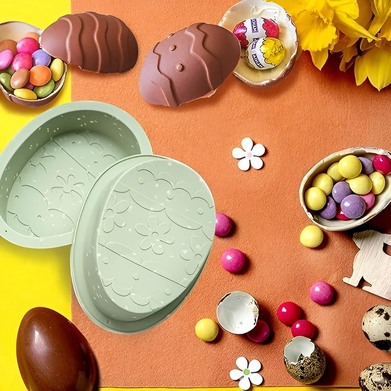Pack X2 Molde Huevo De Pascua Moldes De Chocolate Silicona  Multicolor