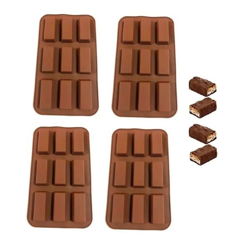 4 Moldes Silicona  Chocolate Molde De Silicona Barra Cereal Marrón