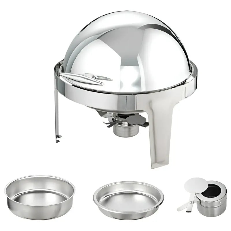 Chafing Dish Chafer Bufetera Buffet Vapor Chafer Redondo 5l Plateado