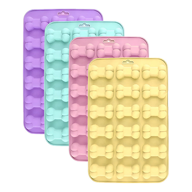 Pack X4 Molde De Silicona Moldes Silicona Moldes Huesito 18c Colores