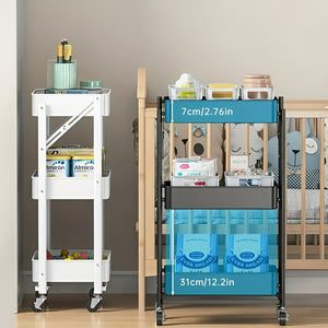 Carro De Almacenamiento Con Ruedas Carrito Multiusos 3niv Blanco