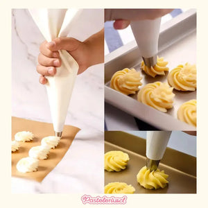 Pack X5 Manga Pastelera Profesional Tela Mangas De Tela 40cm Bolsas De Tela Reutilizables Para Decoración De Pasteles... Blanco