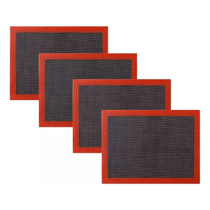 4 Lamina Silicona Tapete Horno Microperforado Silpat 30x40cm Negro/rojo