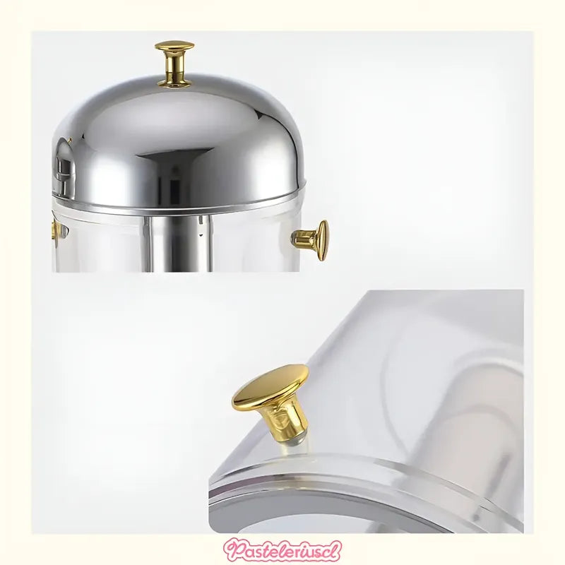 Dispensador De Bebidas Transparente Máquina Expendedora 8l Dispensadores Bandeja De Goteo Desmontable Para Fiestas Bodas... Plateado Con Dorado