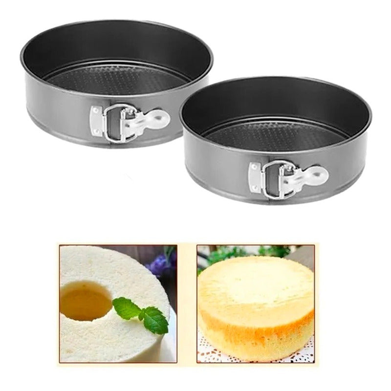 2 Molde Torta Moldes Queque Moldes Desmontables Mini Redondo Gris 619
