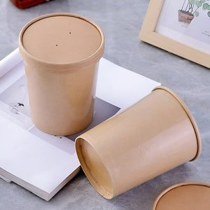 X100 Potes Contenedor De Alimentos Pote Kraft C/tapa 32oz
