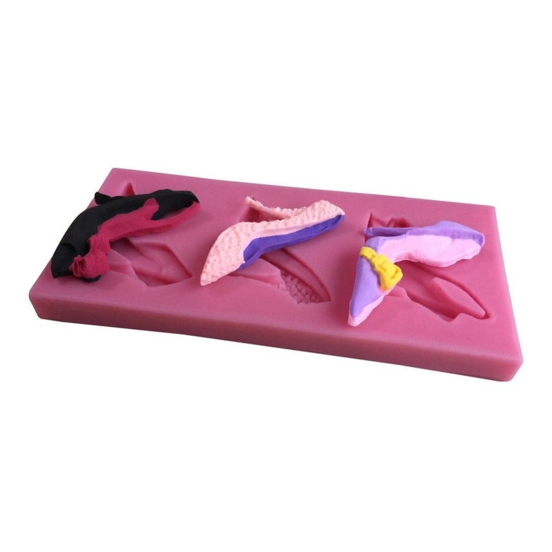 Molde De Silicona Tacon Molde Zapato Molde Fondant 3 Tacones Rosa