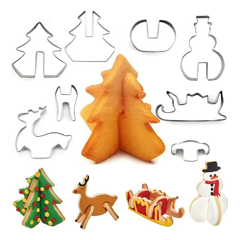 Moldes De Galletas Cortadores De Galletas Navidad Figuras 3d Plateado