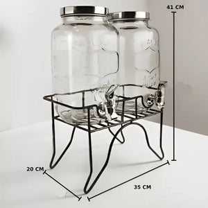 Jarro Dispensador De Bebida Doble Dispensador De Jugo 5l Negro Doble 5l