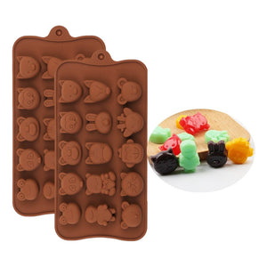 2 Moldes De Chocolate Molde De Silicona Animalitos Marrron Marrón