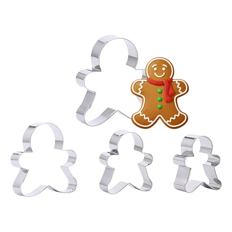 Set 4 Cortador Galletas Navidad Molde Galleta De Jengibre Plateado / Cortador Galletas Jengibre 4pcs