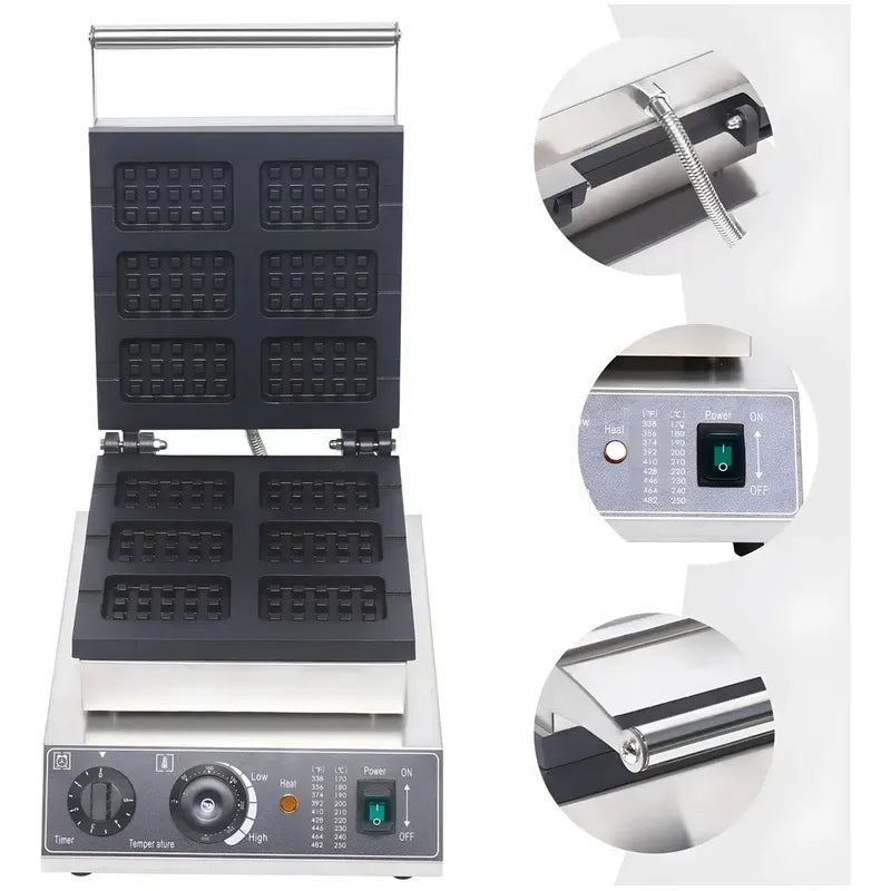 Wafflera Maquina Para Waffles Waflera Industrial Waffle 6cav Wafflera Maquina De Waffles Waflera 6 En 1 Wuaflera Waffle... Plateado